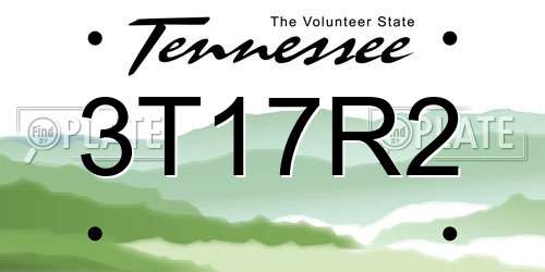 3T17R2 Tennessee License Plate