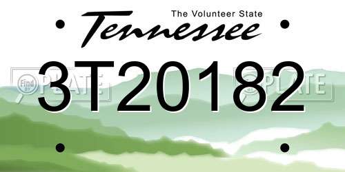 3T20182 Tennessee License Plate