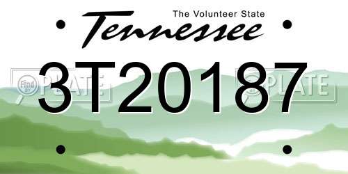 3T20187 Tennessee License Plate