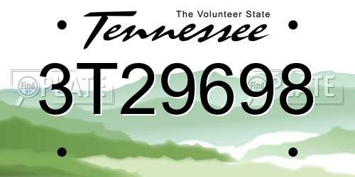 3T29698 Tennessee License Plate