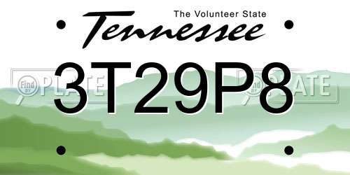 3T29P8 Tennessee License Plate