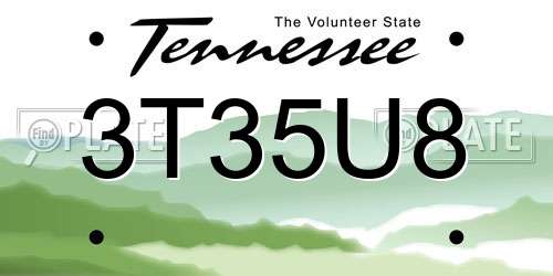 3T35U8 Tennessee License Plate