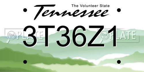 3T36Z1 Tennessee License Plate