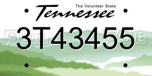 3T43455 Tennessee License Plate