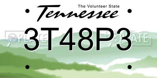 3T48P3 Tennessee License Plate