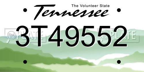 3T49552 Tennessee License Plate