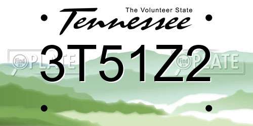 3T51Z2 Tennessee License Plate
