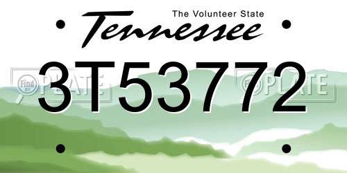 3T53772 Tennessee License Plate