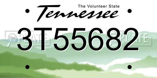 3T55682 Tennessee License Plate