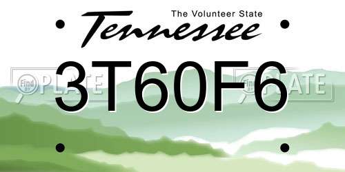 3T60F6 Tennessee License Plate