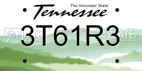 3T61R3 Tennessee License Plate