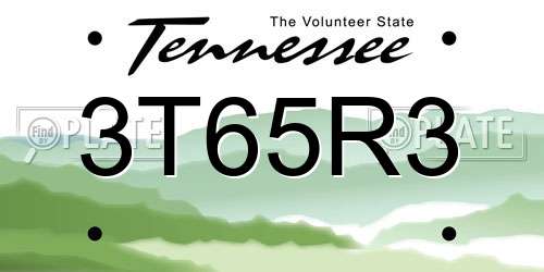 3T65R3 Tennessee License Plate