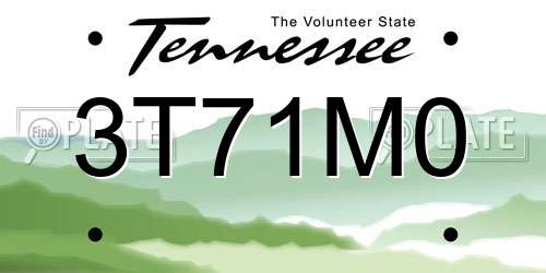 3T71M0 Tennessee License Plate