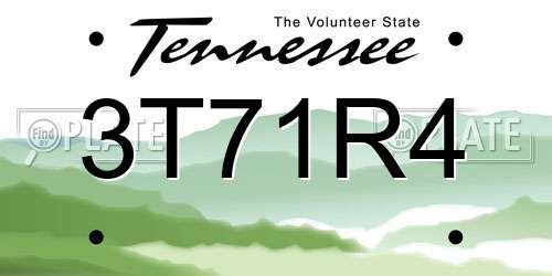 3T71R4 Tennessee License Plate