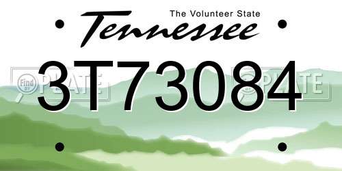 3T73084 Tennessee License Plate