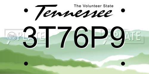 3T76P9 Tennessee License Plate