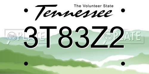 3T83Z2 Tennessee License Plate