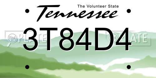 3T84D4 Tennessee License Plate