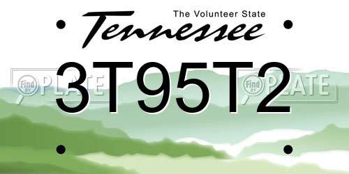 3T95T2 Tennessee License Plate