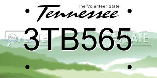 3TB565 Tennessee License Plate