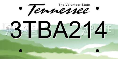3TBA214 Tennessee License Plate