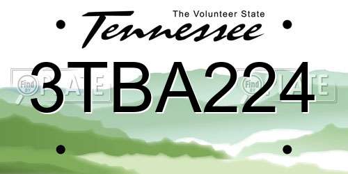 3TBA224 Tennessee License Plate