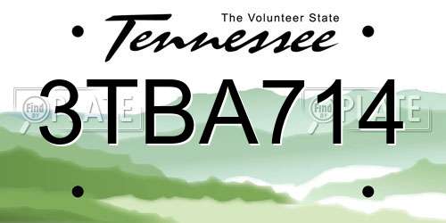 3TBA714 Tennessee License Plate