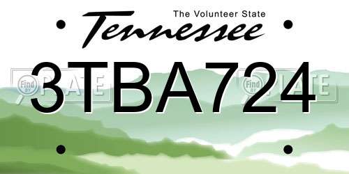 3TBA724 Tennessee License Plate