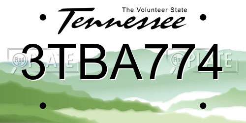 3TBA774 Tennessee License Plate