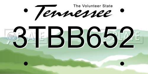 3TBB652 Tennessee License Plate
