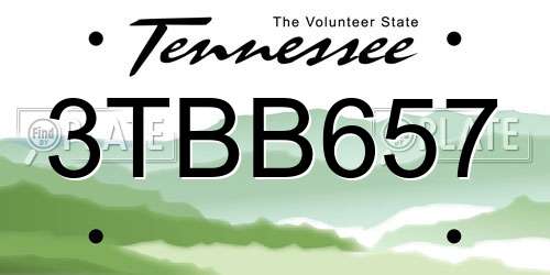 3TBB657 Tennessee License Plate