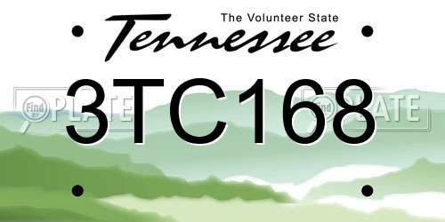 3TC168 Tennessee License Plate