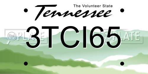 3TCI65 Tennessee License Plate