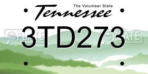 3TD273 Tennessee License Plate
