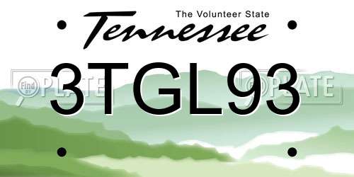 3TGL93 Tennessee License Plate