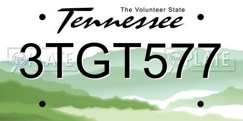 3TGT577 Tennessee License Plate
