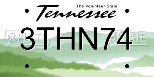 3THN74 Tennessee License Plate