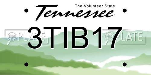 3TIB17 Tennessee License Plate