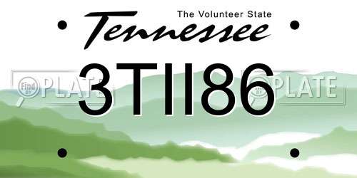3TII86 Tennessee License Plate