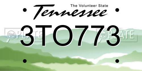 3TO773 Tennessee License Plate