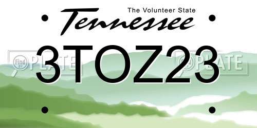 3TOZ23 Tennessee License Plate