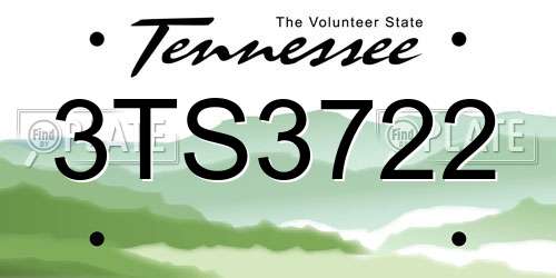 3TS3722 Tennessee License Plate
