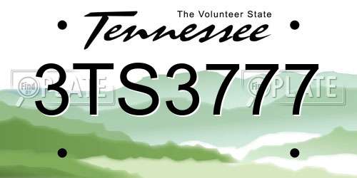 3TS3777 Tennessee License Plate