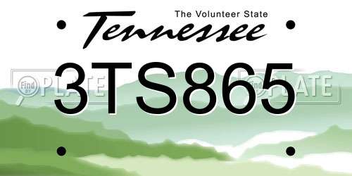 3TS865 Tennessee License Plate