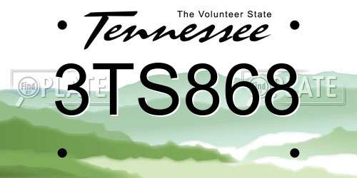 3TS868 Tennessee License Plate