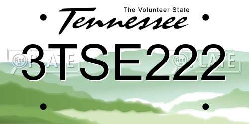 3TSE222 Tennessee License Plate