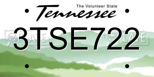 3TSE722 Tennessee License Plate