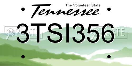 3TSI356 Tennessee License Plate