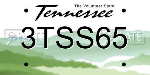 3TSS65 Tennessee License Plate