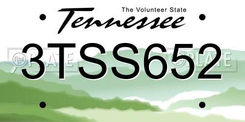 3TSS652 Tennessee License Plate